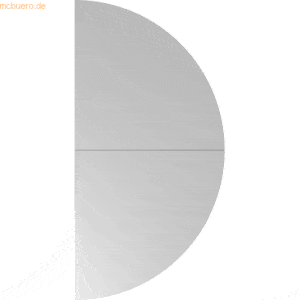 mcbuero.de Anbautisch 160x80cm 2xViertelkreis/Fuß Grau/Weiß