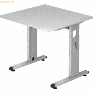 mcbuero.de Schreibtisch C-Fuß 80x80cm Grau/Silber