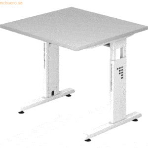 mcbuero.de Schreibtisch C-Fuß 80x80cm Grau/Weiß