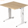 mcbuero.de Schreibtisch C-Fuß 80x80cm Eiche/Weiß