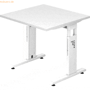 mcbuero.de Schreibtisch C-Fuß 80x80cm Weiß/Weiß