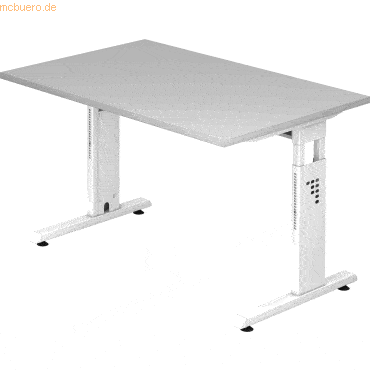 mcbuero.de Schreibtisch C-Fuß 120x80cm Grau/Weiß