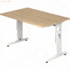 mcbuero.de Schreibtisch C-Fuß 120x80cm Eiche/Weiß