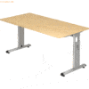 mcbuero.de Schreibtisch Ergonomic Plus T-Fuß 160x80cm Ahorn/silber