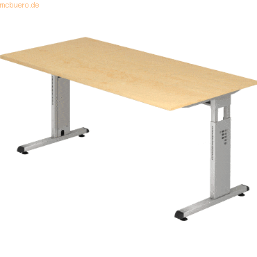 mcbuero.de Schreibtisch Ergonomic Plus T-Fuß 160x80cm Ahorn/silber