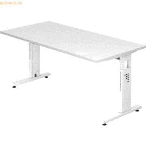 mcbuero.de Schreibtisch C-Fuß 160x80cm Weiß/Weiß