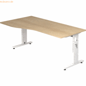 mcbuero.de Schreibtisch C-Fuß 180x100/80cm Eiche/Weiß