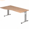 mcbuero.de Schreibtisch C-Fuß 180x100/80cm Nussbaum/Silber