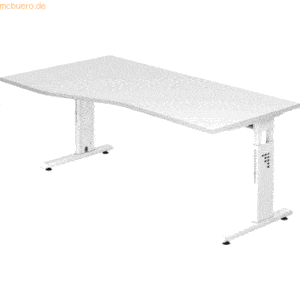 mcbuero.de Schreibtisch C-Fuß 180x100/80cm Weiß/Weiß