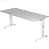 mcbuero.de Schreibtisch C-Fuß 180x80cm Grau/Weiß