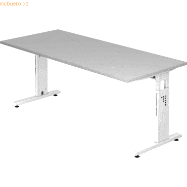 mcbuero.de Schreibtisch C-Fuß 180x80cm Grau/Weiß