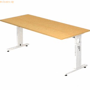 mcbuero.de Schreibtisch C-Fuß 180x80cm Buche/Weiß