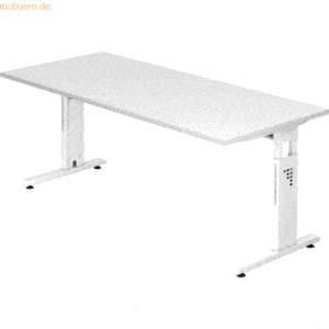 mcbuero.de Schreibtisch C-Fuß 180x80cm Weiß/Weiß