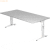 mcbuero.de Schreibtisch C-Fuß 200x100cm Grau/Weiß