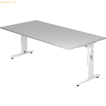 mcbuero.de Schreibtisch C-Fuß 200x100cm Grau/Weiß