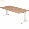 mcbuero.de Schreibtisch C-Fuß 200x100cm Nussbaum/Weiß