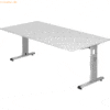 mcbuero.de Schreibtisch C-Fuß 200x100cm Weiß/Silber