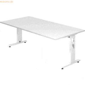 mcbuero.de Schreibtisch C-Fuß 200x100cm Weiß/Weiß