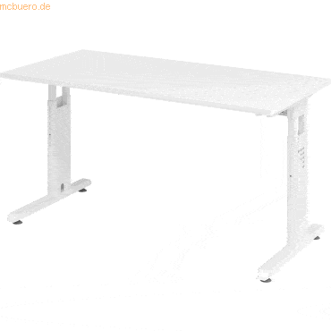 mcbuero.de Schreibtisch C-Fuß 140x67cm Weiß/Weiß