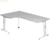 mcbuero.de Winkeltisch C-Fuß 200x120cm 90 Grad Grau/Weiß