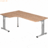 mcbuero.de Winkeltisch C-Fuß 200x120cm 90 Grad Nussbaum/Silber