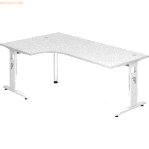 mcbuero.de Winkeltisch C-Fuß 200x120cm 90 Grad Weiß/Weiß