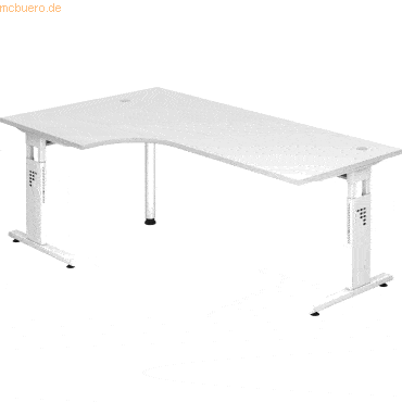 mcbuero.de Winkeltisch C-Fuß 200x120cm 90 Grad Weiß/Weiß