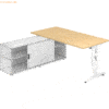 mcbuero.de Anbauschreibtisch T-Fuß 160x80cm Ahorn/weiß