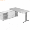 mcbuero.de Anbauschreibtisch T-Fuß 160x80cm grau/silber