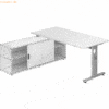 mcbuero.de Anbauschreibtisch T-Fuß 160x80cm weiß/silber