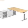 mcbuero.de Anbauschreibtisch T-Fuß 180x80cm Ahorn/silber