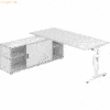 mcbuero.de Anbauschreibtisch T-Fuß 180x80cm weiß/weiß