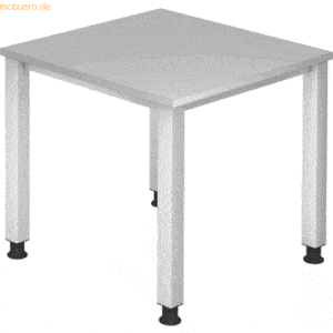 mcbuero.de Schreibtisch 4-Fuß eckig 80x80cm Grau/Silber