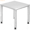 mcbuero.de Schreibtisch 4-Fuß eckig 80x80cm Weiß/Silber