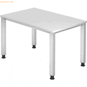 mcbuero.de Schreibtisch 4-Fuß eckig 120x80cm Weiß/Silber