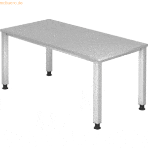 mcbuero.de Schreibtisch 4-Fuß eckig 160x80cm Grau/Silber