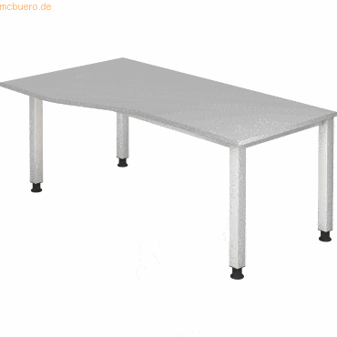 mcbuero.de Schreibtisch 4-Fuß eckig 180x100/80cm Grau/Silber