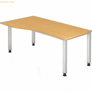 mcbuero.de Schreibtisch 4-Fuß eckig 180x100/80cm Buche/Silber