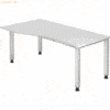 mcbuero.de Schreibtisch 4-Fuß eckig 180x100/80cm Weiß/Silber