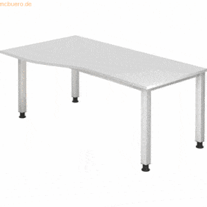 mcbuero.de Schreibtisch 4-Fuß eckig 180x100/80cm Weiß/Silber