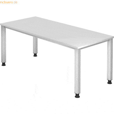 mcbuero.de Schreibtisch 4-Fuß eckig 180x80cm Weiß/Silber