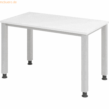 mcbuero.de Schreibtisch 4-Fuß-rund 120x67cm Weiß/Silber