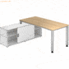 mcbuero.de Anbauschreibtisch 4-Fuß eckig 160x80cm Eiche/Silber