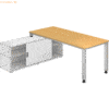 mcbuero.de Anbauschreibtisch 4-Fuß eckig 180x80cm Buche/Silber