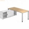 mcbuero.de Anbauschreibtisch 4-Fuß eckig 180x80cm Eiche/Silber