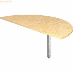 mcbuero.de Anbautisch 160x80cm 2xViertelkreis/Fuß eckig Ahorn/Silber