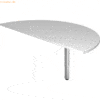 mcbuero.de Anbautisch 160x80cm 2xViertelkreis/Fuß eckig Grau/Silber