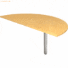 mcbuero.de Anbautisch 160x80cm 2xViertelkreis/Fuß eckig Buche/Silber