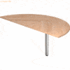 mcbuero.de Anbautisch 160x80cm 2xViertelkreis/Fuß eckig Nussbaum/Silbe