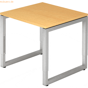 mcbuero.de Schreibtisch O-Fuß eckig 80x80cm Buche/Silber